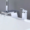 Waterfall split bath faucet Hot and cold Water flow three-hole three-piece bathtub handle shower set faucet Diverter  Black