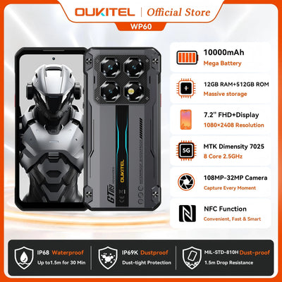 OUKITEL WP60 10000mAh Unlocked Smartphone, 108MP Camera | SAMAG
