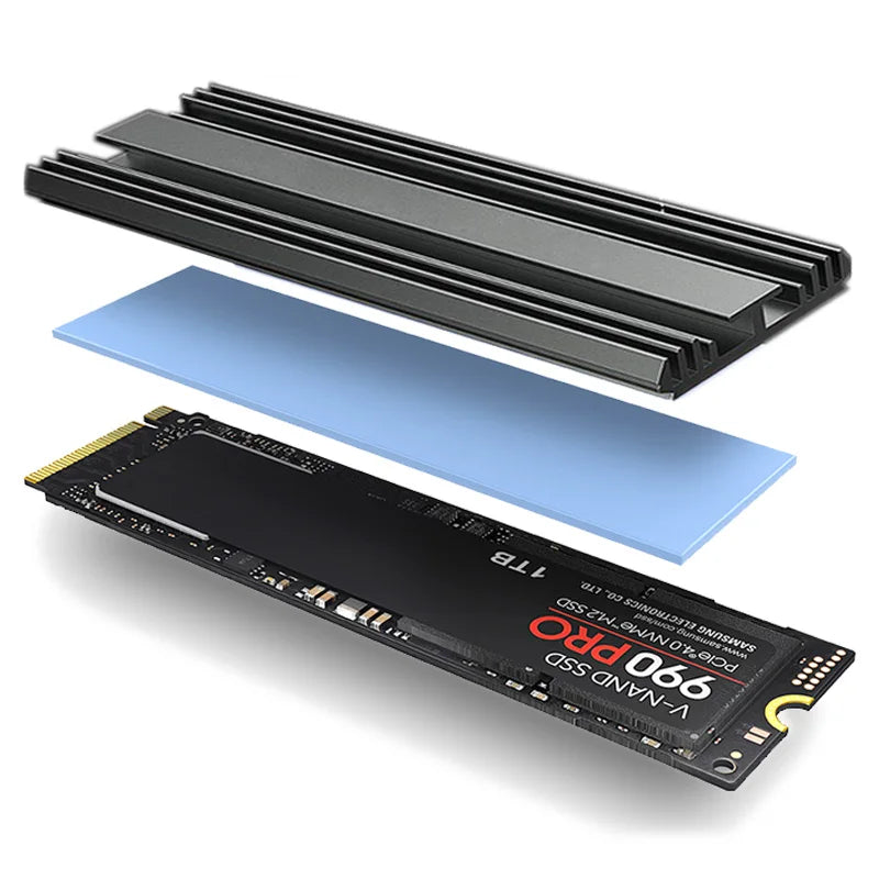 TEUCER M2 2280 Solid State Hard Disk Aluminum Radiator M.2 SSD Heatsink with Thermal Silicone Pad For PS5/PC/Laptop Cooling