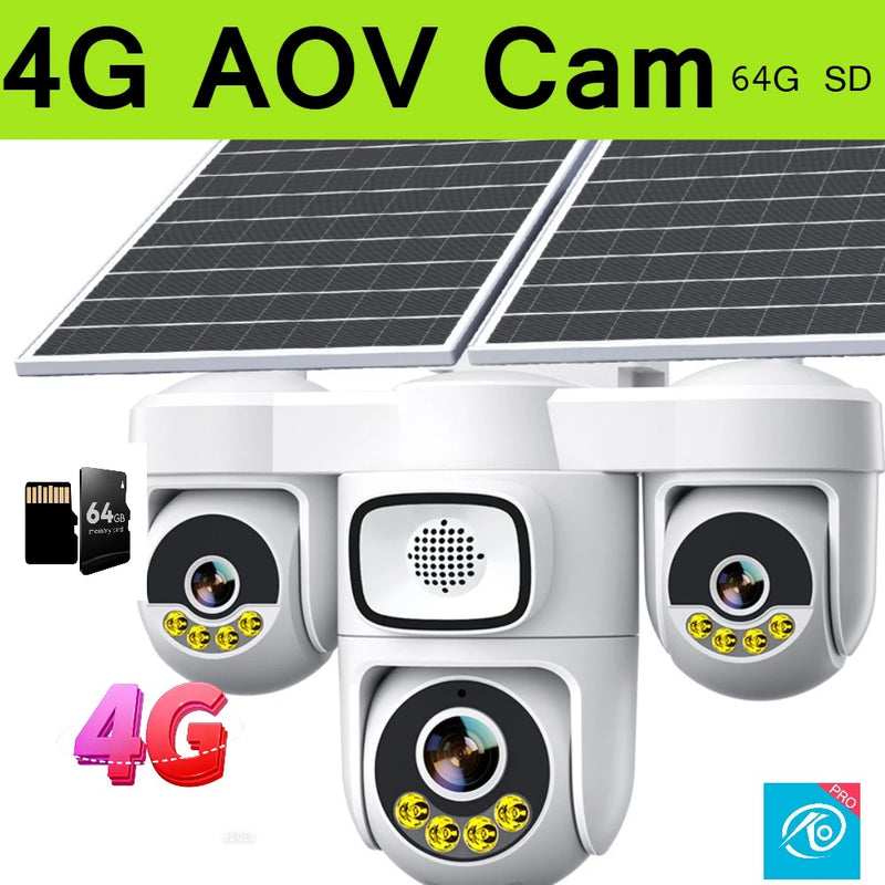 15MP 4G AOV Wireless Solar Camera 4G Sim Card Solar CCTV Auto Tracking Outdoor Protection Solar Security Camera Battery O-kam