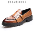 Size 37-48 Leather Monk Shoes Thick-soled British Style Black Formal Business Shoes Fashion Luxury Slip-On Casual Shoes