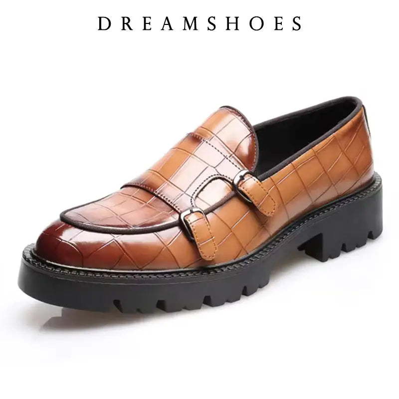Size 37-48 Leather Monk Shoes Thick-soled British Style Black Formal Business Shoes Fashion Luxury Slip-On Casual Shoes