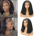Short Bob Wig 250 Density Kinky Straight Headband Human Hair Wigs Clearance For Women Machine Made Yaki Straight Virgin Hair