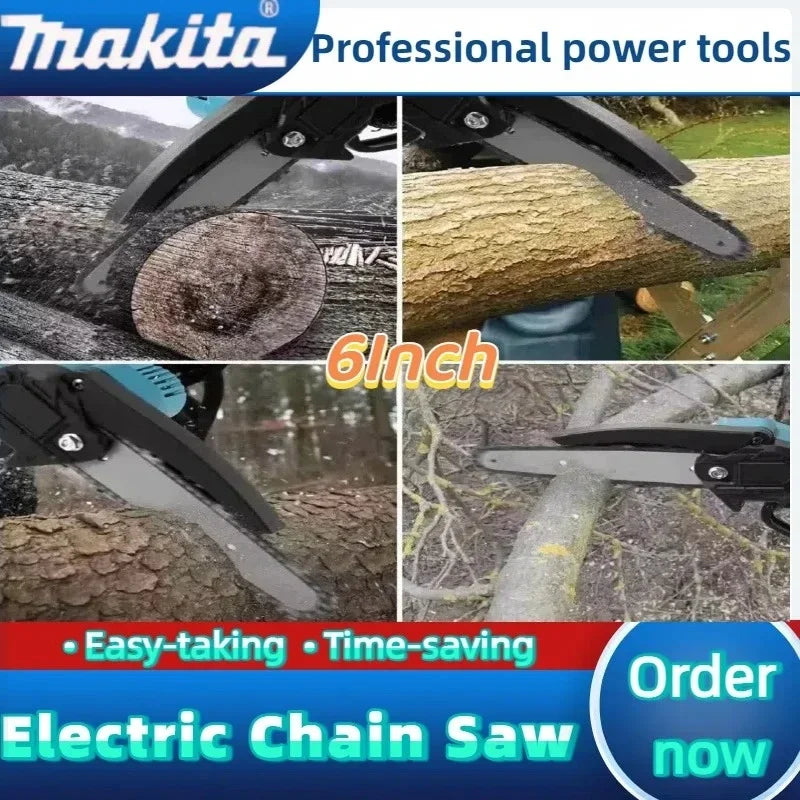 Makita 6 inch Electric Chain Saw Cordless Chainsaw Portable Tree Branch Logging Cutter Woodworking Garden - View 3 | SAMAG