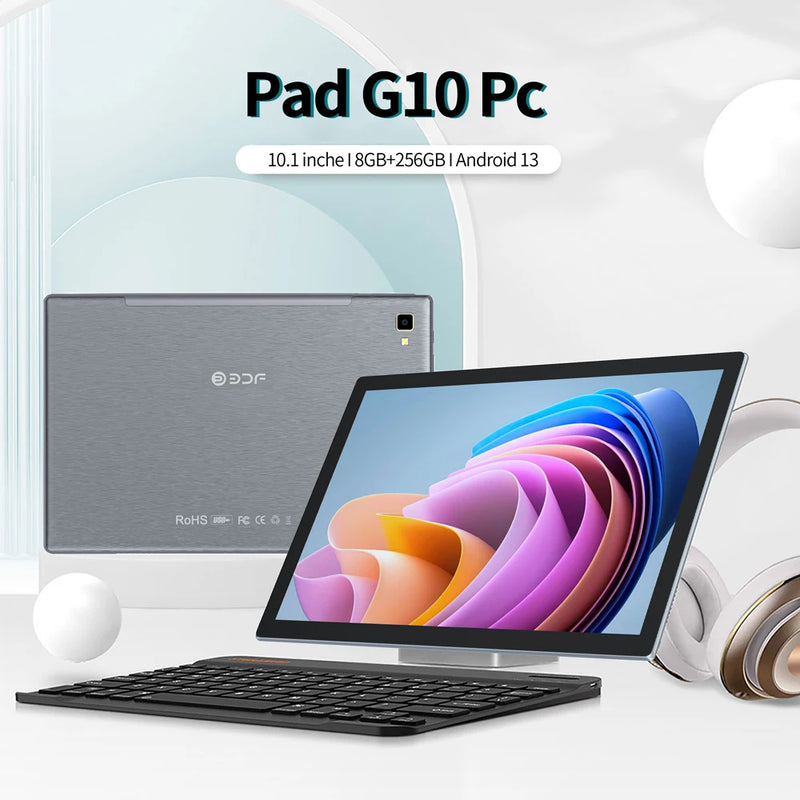 BDF Tablet 10.1 Inch 4G Lte Sim Card Octa Core 8GB RAM 256GB ROM Tablets 2.4G/5G Wifi Android 13 Sim Card Tablet PC