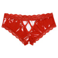 Lingerie for Ladies Women's Erotic Panties Crotch Open Sex Wet Look Porn Underwear Patent Leather Lace V-Back mujer Mini Briefs
