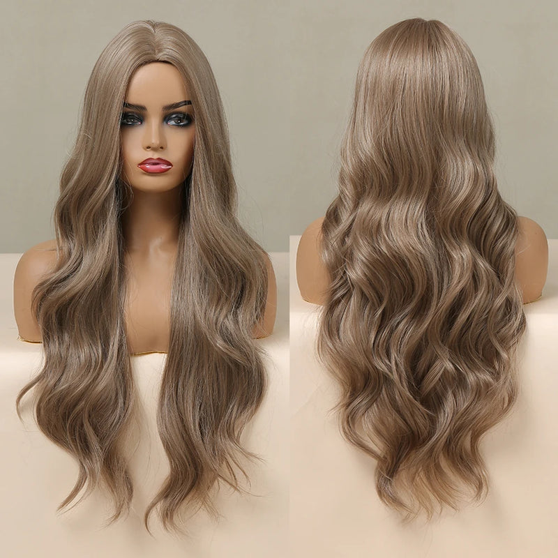 Red Brown Copper Ginger Long Wavy Synthetic Hair Wigs for Black Women Body Wave Ombre Wig Cosplay Natural Heat Resistant Wig