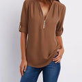 Women Cool Loose Shirt Deep V Neck Chiffon Fashion Blouse - View 3 | SAMAG