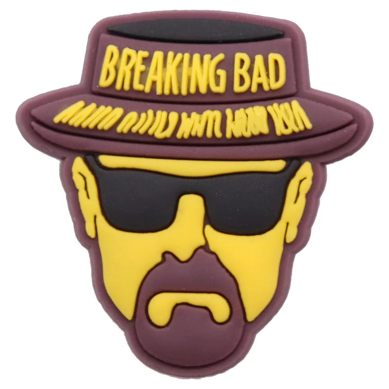 Single Sale 1PCS PVC Cute Cartoon Shoe Charms Man Woman Breaking Bad Garden Shoes Ornaments Slipper Accessories Holiday Present