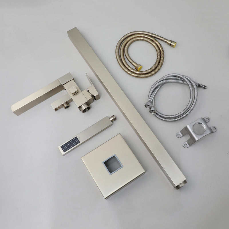 KEMAIDI Freestanding Bathtub Faucet Tub Filler High Flow Waterfall Bath Filler Brushed Gold Tub Faucets with Hand Shower Tap