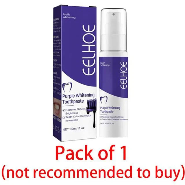 Purple whitening toothpaste, deep cleaning, stain removal, fresh breathing, daily household essential oral care, 30ml