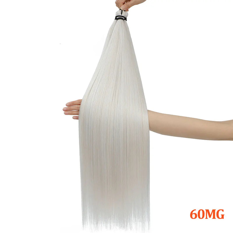 Gladys 28 Inch Crochet Braids Hair 3PCS 300g Synthetic Orange 60MW Ombre Brown T1B-330-276 Straight Braiding Hair Soft Pony Hair
