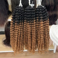 Premium Crochet Human Hair Brown Kinky Curly 100% Unprocessed Human Feather Human Crochet Hair Pre Looped #TB 30 Feather Crochet Hair Extensions Invisible Miracle Knots Crochet Boho Braiding Hair For Elegant Women