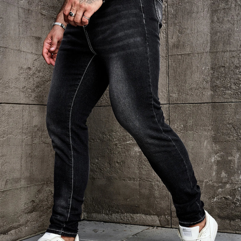 Men Jeans Denim Pants Clothing Trousers Casual Black | SAMAG