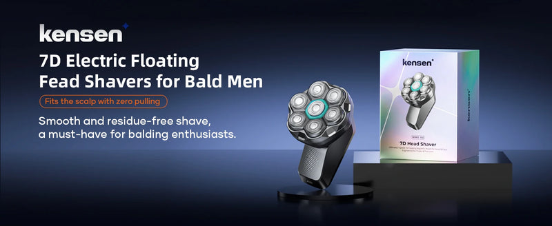 Kensen S32 Electric Head Shaver for Men 7D Floating Cutter USB-C Rechargeable 8100/8500 RPM IPX6 Waterproof Magnetic Head Razor