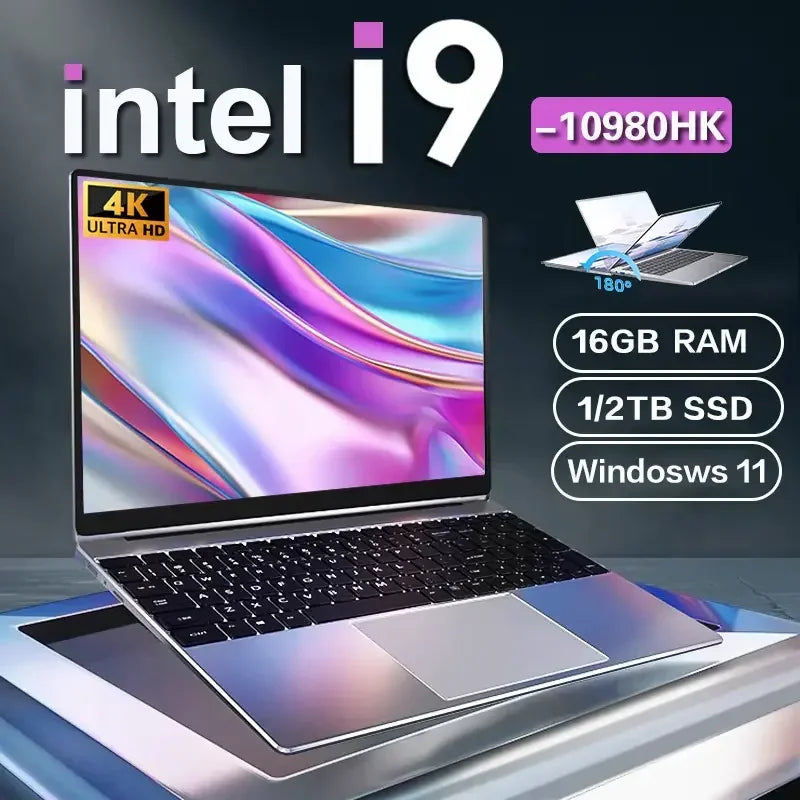 2026 New 14.1" intel Core i9-10980HK laptop 16GB RAM 1/2TB SSD Portable laptops Windows 11 Pro Office Gaming Notebook computer
