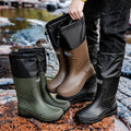 Men's Waterproof Fishing Delivery Rider Rain Boots with Durable Thick Soles, Anti-Slip Rubber Shoes