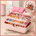 1pc Cute Cartoon Style Storage Box, Hairpin Headwear Cosmetics Storage Box, Large Capacity Transparent Lid Jewelry Box, Bedroom