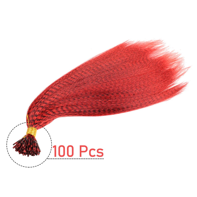 48Pcs Women's Colorful Synthetic Hair Extensions Set 38 Colors Tinsel Wig 26 Colors Feather Extensions Tool Kit for Hairdressing