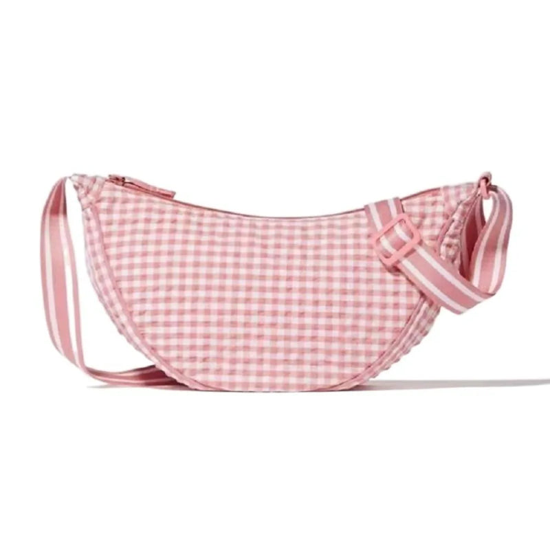 Fashion Canvas Plaid Hobos Crossbody Bag for Women Shoulder Bag Half Moon Chest Bags Tote Lady Travel Shopper Bag Female Purses