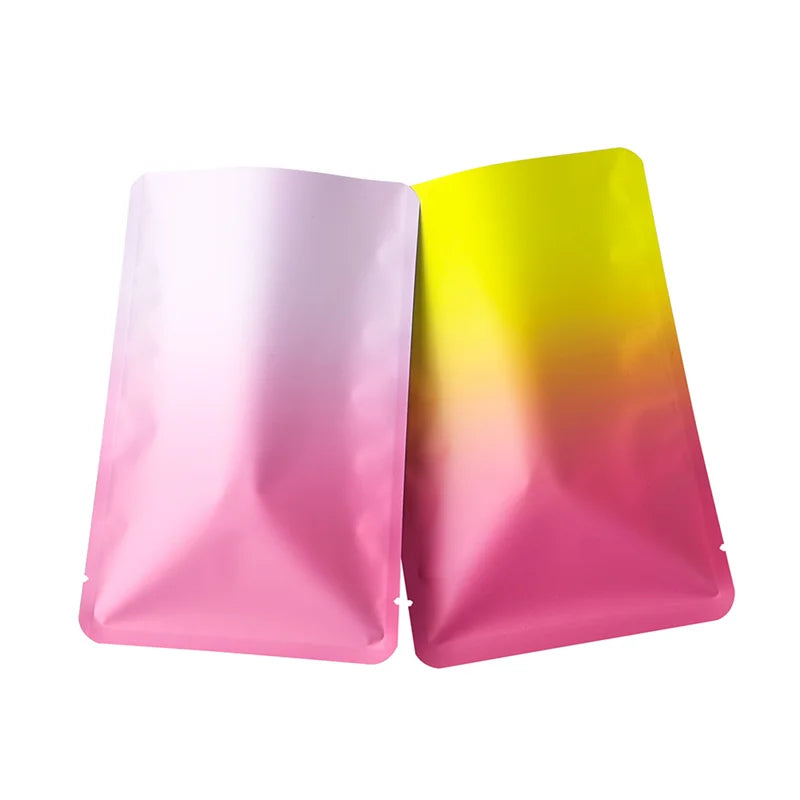 100PCS Aluminum Foil Open Top Heat Sealed Bag, Food Grade Gradient Color Storage Bag, Batch Small Packaging Bag, Customizable Lo