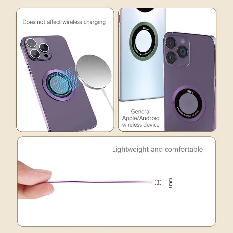 2 Pcs For Magsafe Magnetic Plate Ring  For iPhone Metal Sticker Support Wireless Charger Metal Plate Sheet for Magnet Car Holder