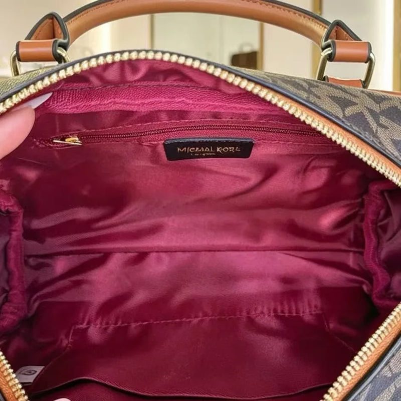 2026 Michael Kors Boston Pillow Bag Fashion Casual Women MK Classic Vintage Flower Handbag Urban Girls Commuter Bag