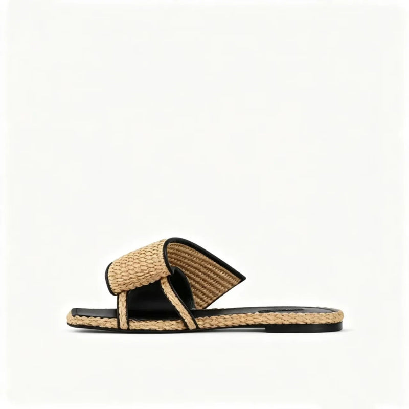 Summer Women's Flat Slippers, Women's Outerwear, Square Head, Open Toe, One Line Slippers, Men's Slippers