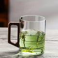 1/2pcs 400ml Glass Cups with Walnut Handle Household Heat-resistant Mug Large Capacity Tea Making Cup Office Drinking Glasses