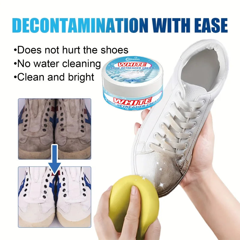 White Shoe Polish Cream Sneaker Cleaner and Shine Restorer for White Sports Shoes Leather and Canvas
