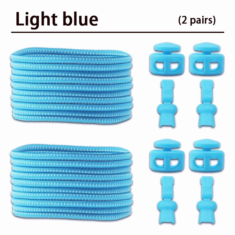 2 Pair No Tie Shoe Laces Kids Adult Quick Laces Round Elastic Shoelaces Without Ties Lock Shoelace Sneakers Shoes Accessories