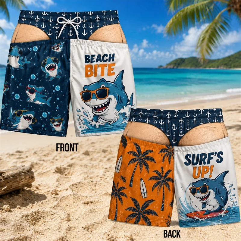 Novelty Fake Butt Swim Trunks for Men Funny Beach Party | SAMAG