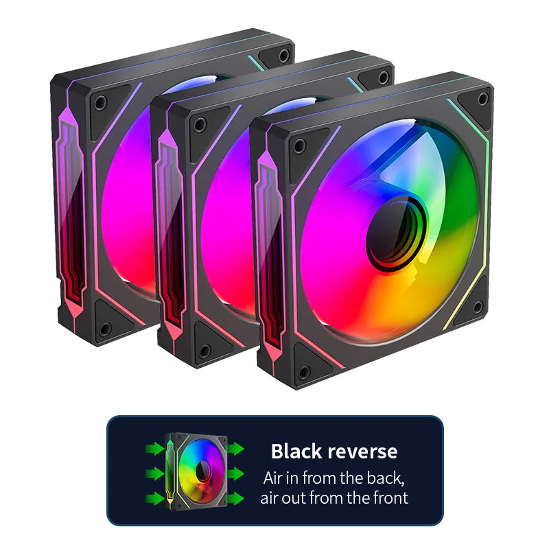 Teucer Infinite Mirror 120mm 5V 3Pin ARGB PC Case FAN 12V 4Pin PWM 800-2000RPM 12cm Chassis CPU Water Cooling Ventilator