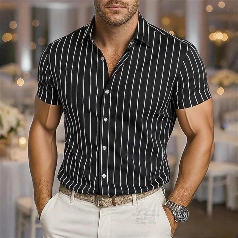 Men's Fashion Striped Shirts, Casual Breathable Lapel | SAMAG