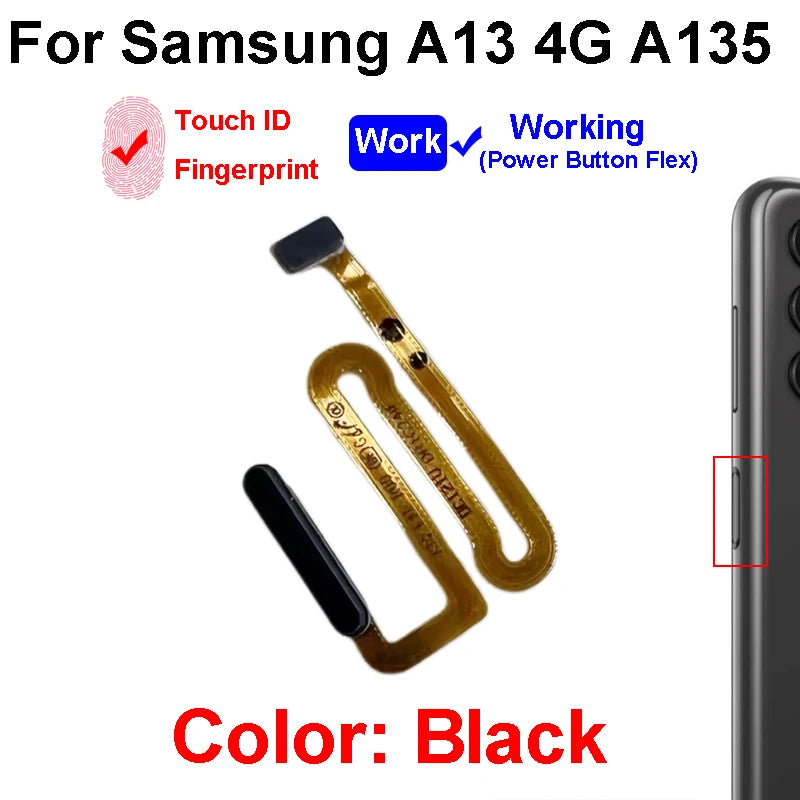 Fingerprint Sensor Touch ID Connector Flex Cable With Power Button For Samsung Galaxy A13 4G 5G A135 A136 Parts