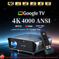 4K Ultra HD Projector HDMI 2.4+5G WiFi Video Movies Auto Focus Beamer 4000 ANSI Daytime Smart Google TV Home Theater Projector