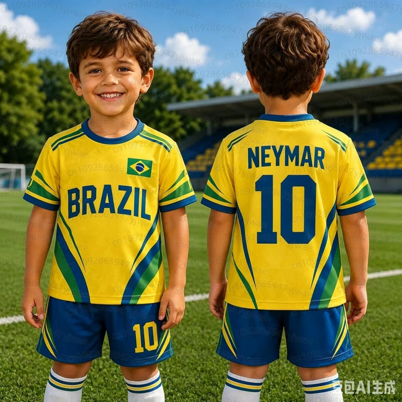 Boys Neymar No.10 Football Jersey Tee Shorts Set Women - View 4 | SAMAG