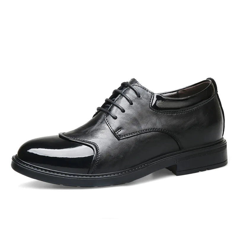 Men's Elevator Shoes 8cm Invisible Height-increasing Casual Large Size British Style 6cm Business Leather Shoes