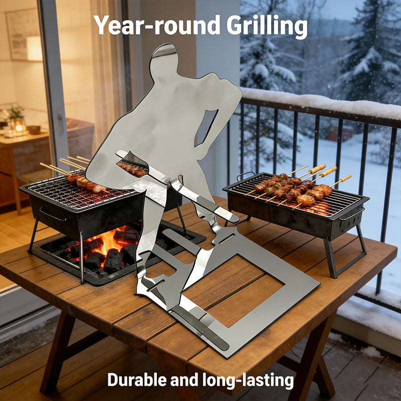 Portable Sausage Grill Basket, Stainless Steel Hot Dog Roaster Rack for Sausages, Marshmallows Vegetables Foldable & Lightweight