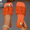 Summer New Elegant Beach Flat Bottom Women's Slippers Fashionable Outerwear Lightweight Square Toe Comfortable Casual Slippers