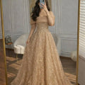 Customized Luxury Off the Shoulder A-line Prom Dress Sequined Appliques Dubai Evening Dresses Tulle Formal Party Gown 2026