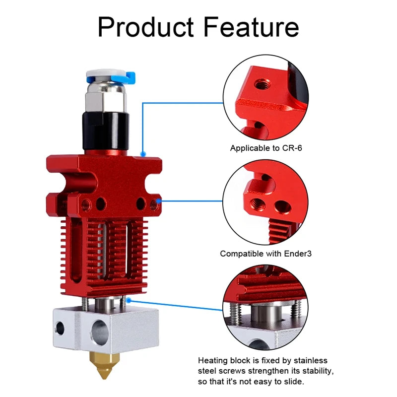 3D Printer Parts CR6 SE J-head Assembled Print Head Hot End Hotend Kit All Metal Extrusion Extruder for Ender 3 CR5 PRO CR6 SE