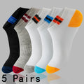 5pairs Men's Fashion Sports Socks, Striped Cotton Sweat | SAMAG