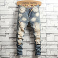 Distressed Ripped Jeans Men's Retro Blue Fashion Slim | SAMAG
