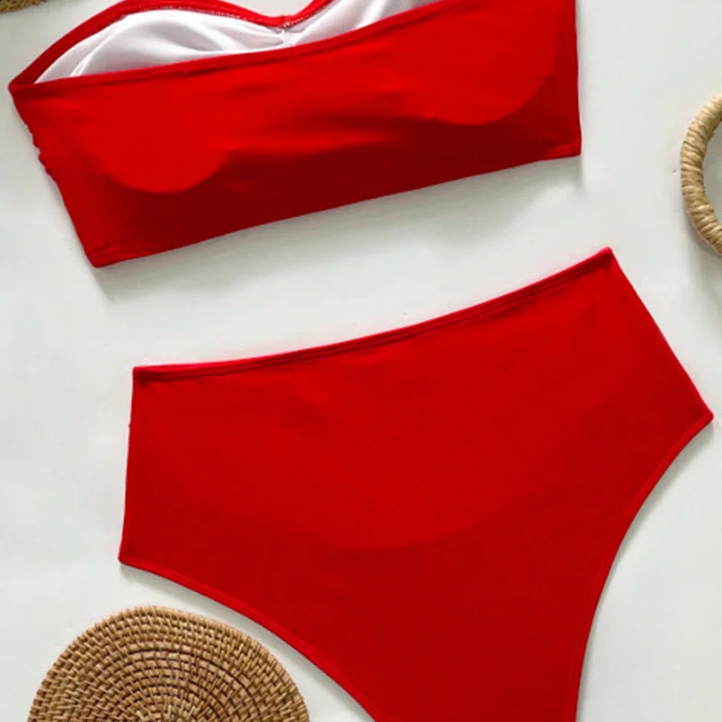 XS - XL 3D Flower Female Bandeau Swimsuit High Waist | SAMAG