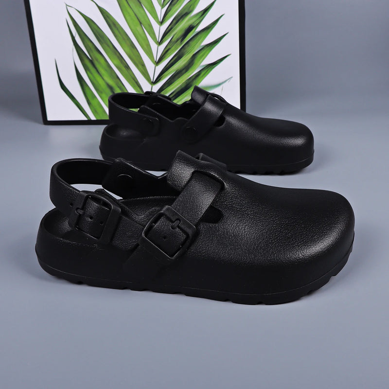Women Designer Shoes Platform Heels Adjustable Buckle Waterproof Lightweight Chef Shoes Black Mule Clogs Casual Comfortable