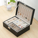 Double-layer Jewlery Box Ring Box Jewelry Boxes with Locks, PU Leather Jewelry Storage Organizer and Makeup Case