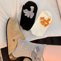 Cat Printed Three Dimensional Mid Tube Socks Sweat Absorbing Breathable Soft Casual Couples Socks for Men Women
