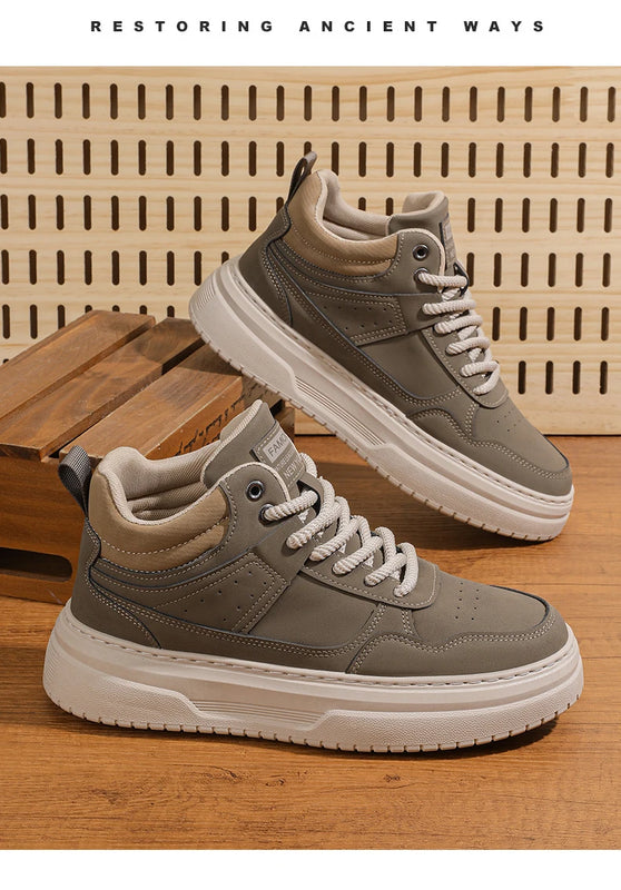 Men's shoes four seasons breathable soft-sole non-slip casual shoes fashion youth Joker flat shoes Thick sole sports board shoes