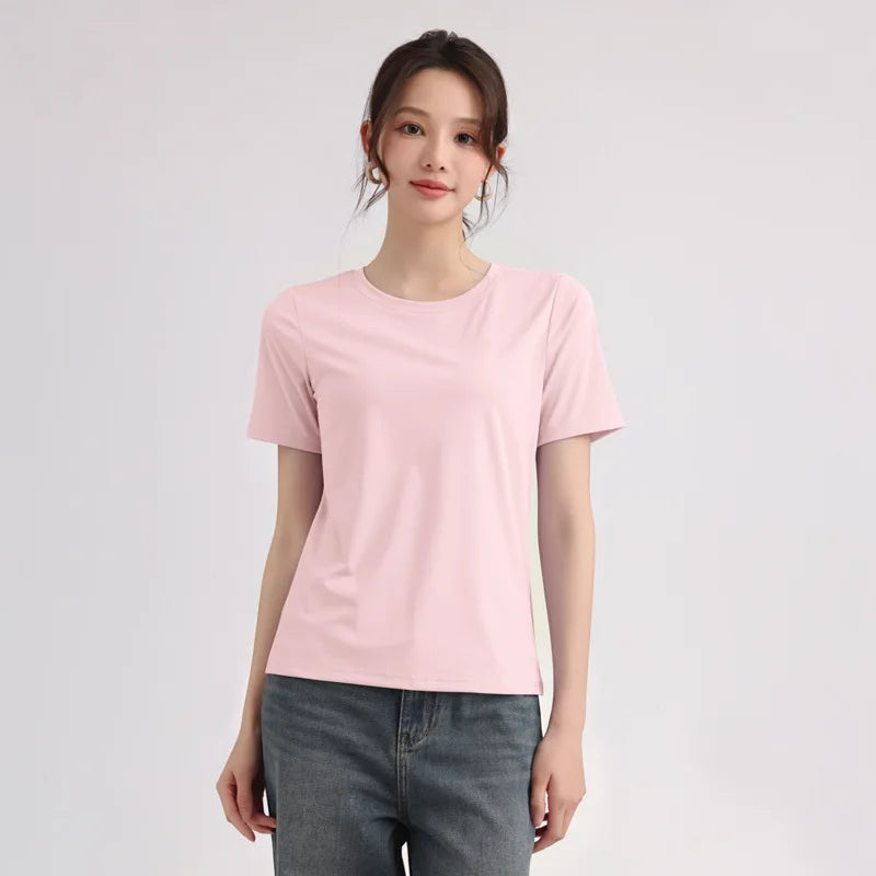 Outdoor Lightweight Quick-Dry Sports Shirt: Summer Cooling Quick-Dry T-Shir Women Round-Neck, Loose-Fit, Short Sleeve Sports